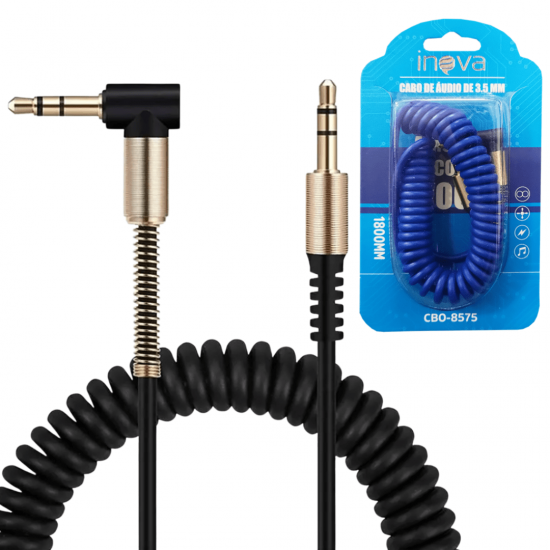 Cabo de Áudio Auxiliar Espiral para Som P2 Macho para P2 Macho