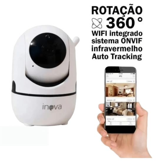 Câmera de Segurança IP Babá Eletrônica Wi-Fi Visão Noturna com Microfone Inova