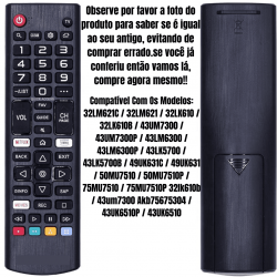 Controle Remoto Compatível c/ LG Smart Atalho Netflix Prime