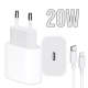 Fonte Carregador Turbo 20W USB Tipo C + Cabo Tipo C para iPhone Inova