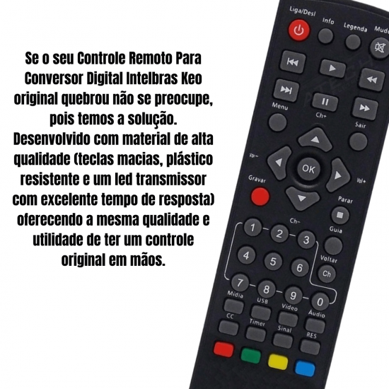 Controle Remoto Para Conversor compatível Keo K900 Intelbras