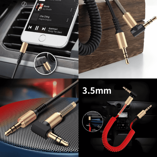 Cabo de Áudio Auxiliar Espiral para Som P2 Macho para P2 Macho