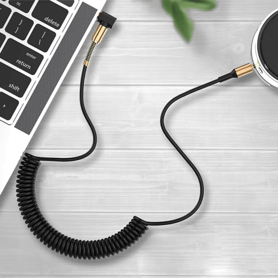 Cabo de Áudio Auxiliar Espiral para Som P2 Macho para P2 Macho