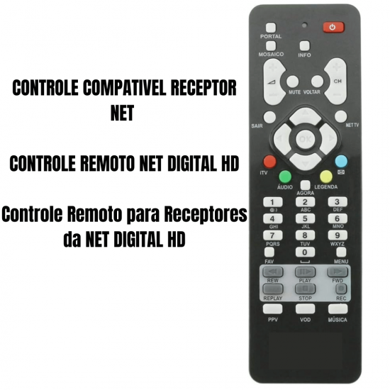 Controle Remoto Compatível Receptor Net Digital Hd