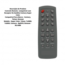 Controle Remoto compatível com Receptor Century Super Color