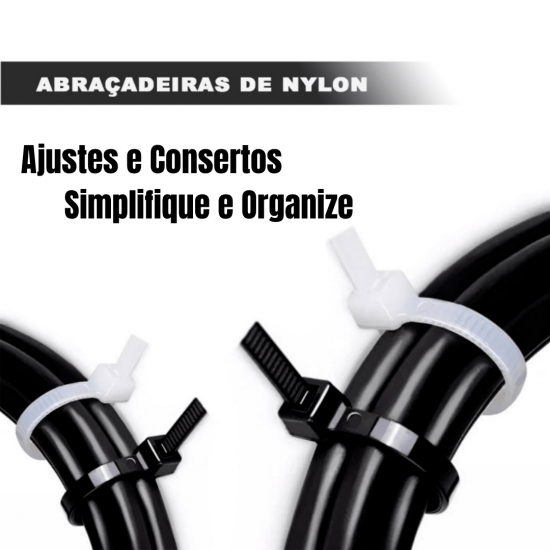 Abraçadeira de Nylon Pacote com 100 e 50 Unidades Cintas Plásticas