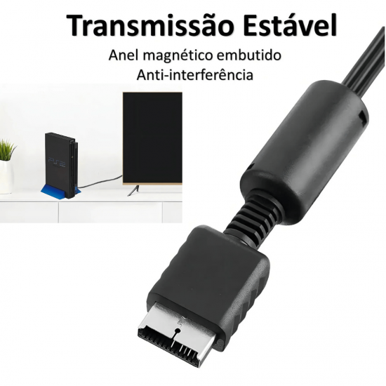 Cabo AV Áudio e Vídeo 3RCA x Playstation PS1 PS2 PS3 Com 1,8m MBTech