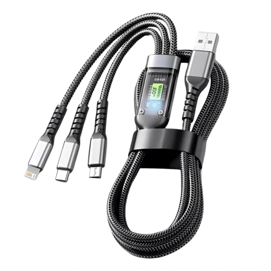 Cabo Carregador De Celular USB 3 em 1- 1.2M - Tipo-C/V8/iOS - Inova