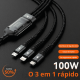 Cabo Carregador De Celular USB 3 em 1- 1.2M - Tipo-C/V8/iOS - Inova