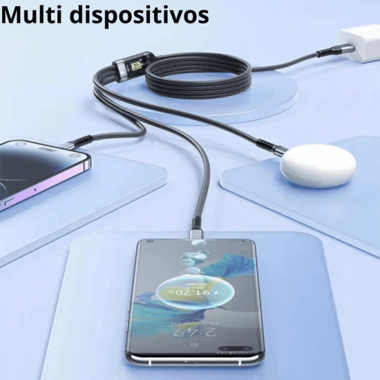 Cabo Carregador De Celular USB 3 em 1- 1.2M - Tipo-C/V8/iOS - Inova