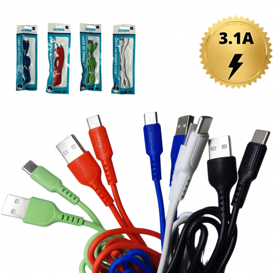 Cabo Carregador De Celular (USB-Tipo-C) - 3.1A - 1M - KV-089 - KIVEE