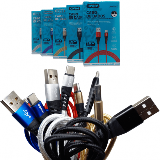 Cabo Carregador De Celular (USB-Tipo-C) - 3.4A - 1M - KV-004 - KIVEE