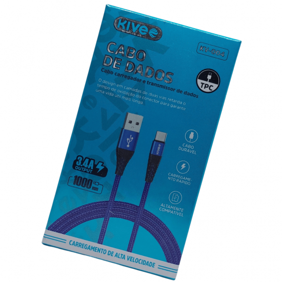 Cabo Carregador De Celular (USB-Tipo-C) - 3.4A - 1M - KV-004 - KIVEE