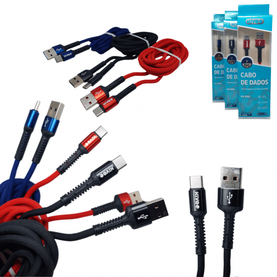 Cabo Carregador De Celular (USB-Tipo-C) - 3.4A - 2M - KV-029 - KIVEE