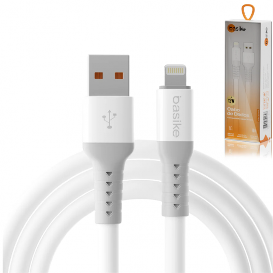 Cabo Carregador USB para Lightning Basike Ba CB0109 - 12W, 1 Metro, Alta Resistência