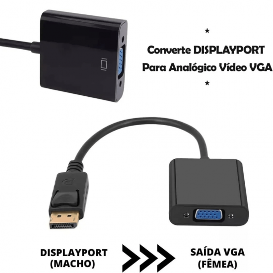 Cabo conversor display port P/ vga video - INOVA