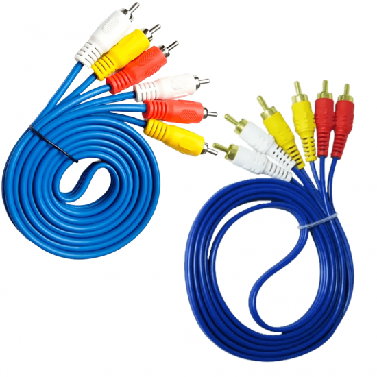 Cabo Rca AV 3 RCA X 3 RCA Macho Pontas douradas Áudio Vídeo 1,5 e 3,0 metros