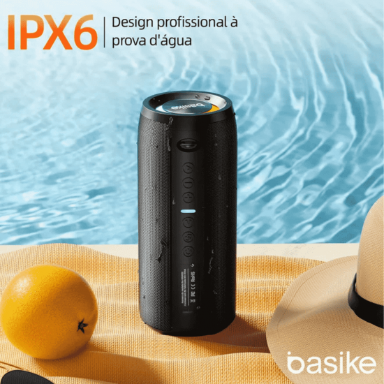 Caixa de Som Bluetooth Portátil Basike Ba RAD 033 - 60W, RGB, TWS, IPX6, Super Bass