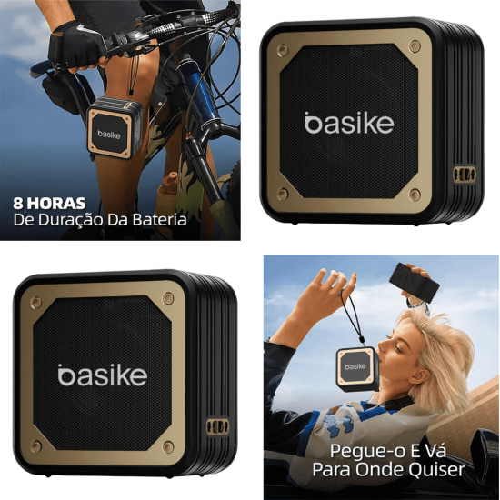 Caixa de Som Bluetooth Portátil Basike Ba RAD 060 - 8W, RGB, TWS, Hi-Fi, Super Bass, IPX6