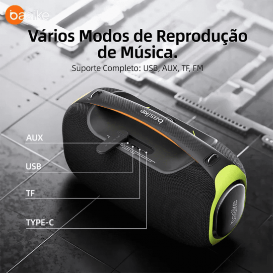 Caixa de Som Bluetooth Portátil Basike Ba RAD 122 - 300W, RGB, TWS, IPX6, 30000mAh