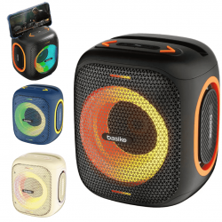Caixa de Som Bluetooth Portátil Basike Ba RAD 127 - 30W, RGB, TWS, IPX5, Rádio FM