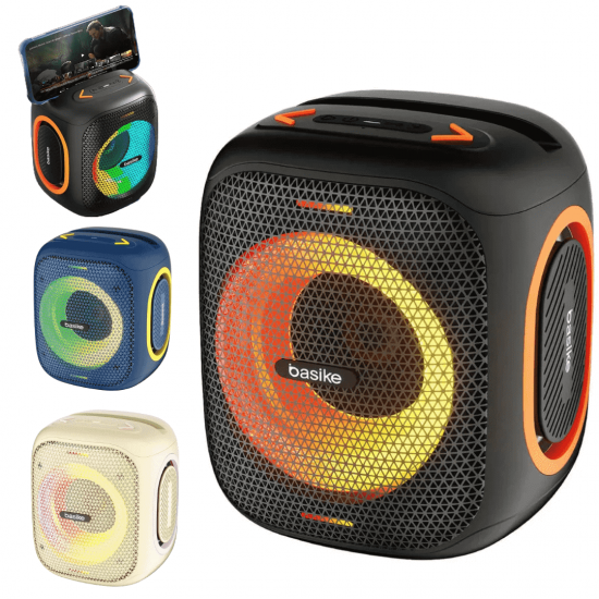 Caixa de Som Bluetooth Portátil Basike Ba RAD 127 - 30W, RGB, TWS, IPX5, Rádio FM
