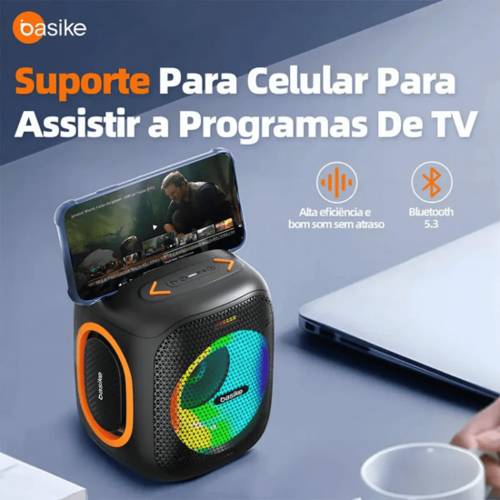Caixa de Som Bluetooth Portátil Basike Ba RAD 127 - 30W, RGB, TWS, IPX5, Rádio FM