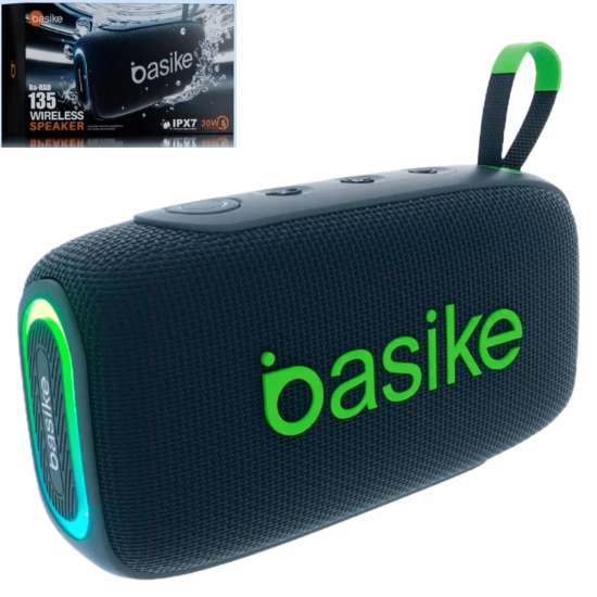 Caixa de Som Bluetooth Portátil Basike Ba RAD 135 - 30W, RGB, TWS, IPX7