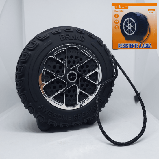Caixa De Som Bluetooth Portátil Roda Preta Pneu Resistente A Água com Rádio Fm - INOVA KV-685