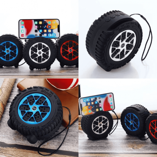 Caixa De Som Bluetooth Portátil Roda Preta Pneu Resistente A Água com Rádio Fm - INOVA KV-685