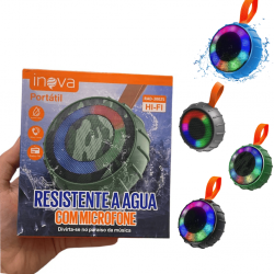 Caixa de Som Bluetooth USB Suporta Cartão Micro SD TF Resistente à Água com led rgb - inova rad-30025
