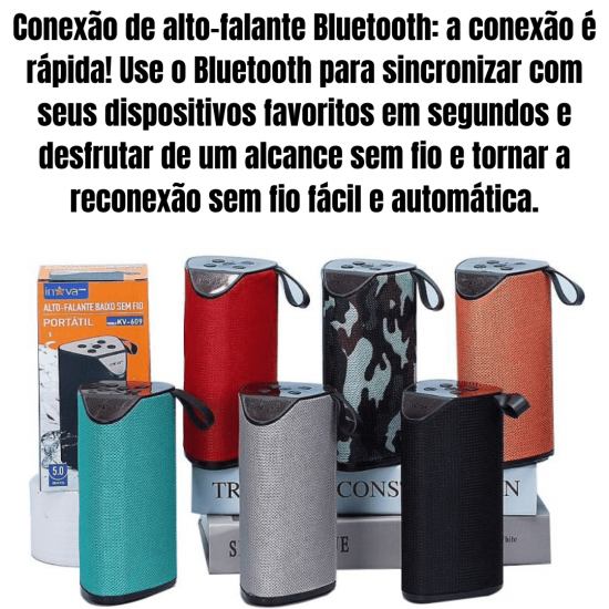 Caixa De Som Portatil Bluetooth Sem Fio Pendrive Usb - INOVA KV-609