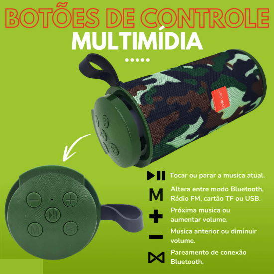 Caixa De Som Rádio Bluetooth Portátil Sem Fio Com LED - KV-610