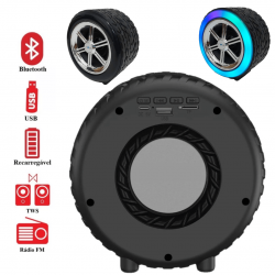 Caixa Som Roda Pneu Carro Portátil Bluetooth Potente Original Inova Com Led Rgb