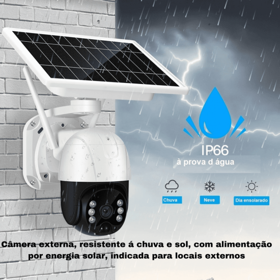 Câmera de Segurança Externa IP Wifi HD Prova D'gua Energia solar compatível com Bateria Embutido/Alarme PIR embutido