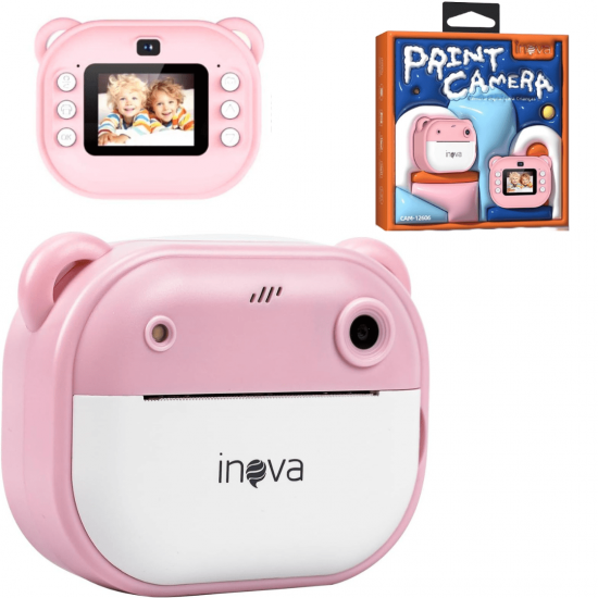 Câmera Digital Infantil Portátil 20MP, Tela de 2 Polegadas, 200 dpi, Resolução 1080P, Impressão Instantânea.