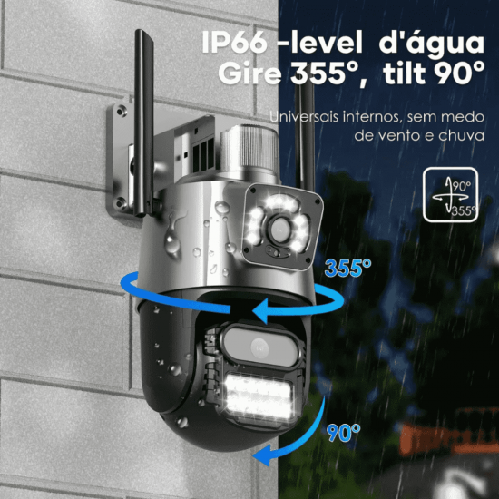 Câmera Externa Sirene Alarme Lente Dupla Visão Noturna Audio Smart Wi-Fi 360º - Inova
