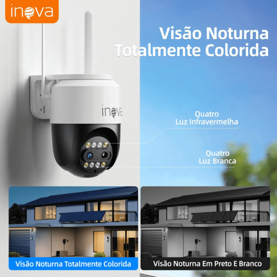 Câmera Segurança Externa 4K Dual Lens 2.4G WiFi 360° PTZ - Monitor Noturno Colorido