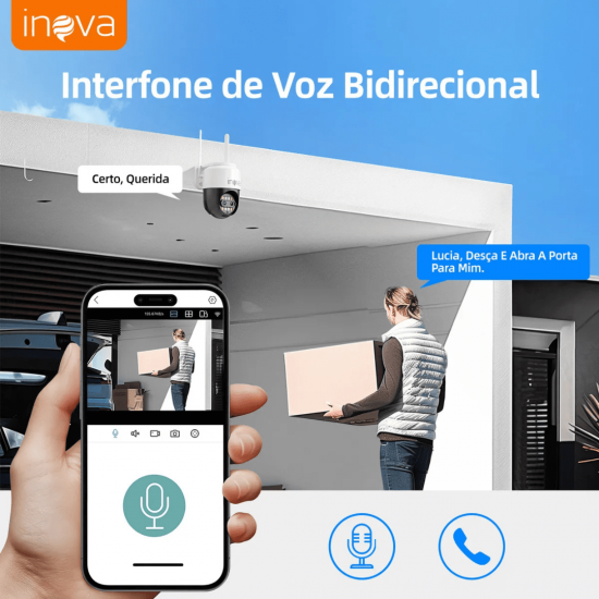 Câmera Segurança Externa 4K Dual Lens 2.4G WiFi 360° PTZ - Monitor Noturno Colorido