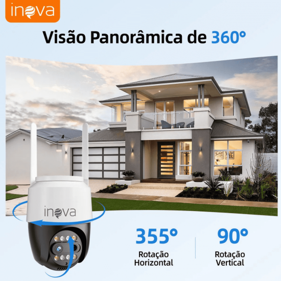 Câmera Segurança Externa 4K Dual Lens 2.4G WiFi 360° PTZ - Monitor Noturno Colorido