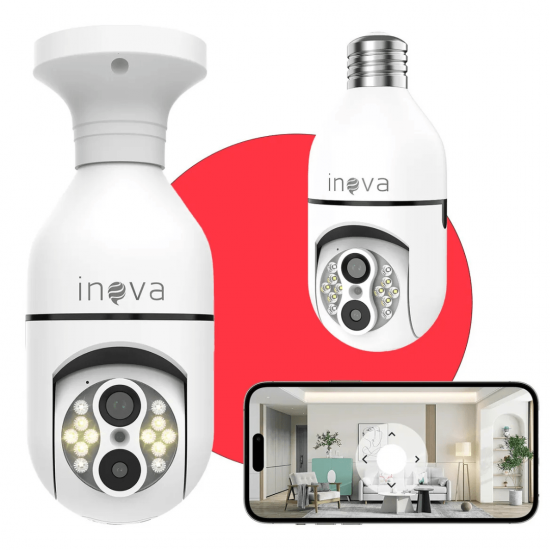 Câmera Segurança Wifi Ip Sem Fio 360 Lâmpada Bocal Full Hd Câmeras Duplas, Tipo Lâmpada, Zoom De 10x