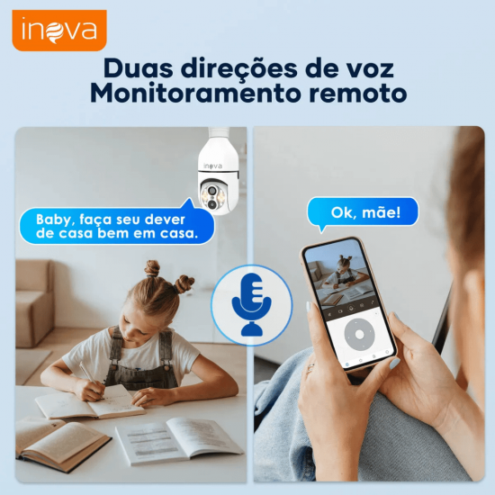 Câmera Segurança Wifi Ip Sem Fio 360 Lâmpada Bocal Full Hd Câmeras Duplas, Tipo Lâmpada, Zoom De 10x