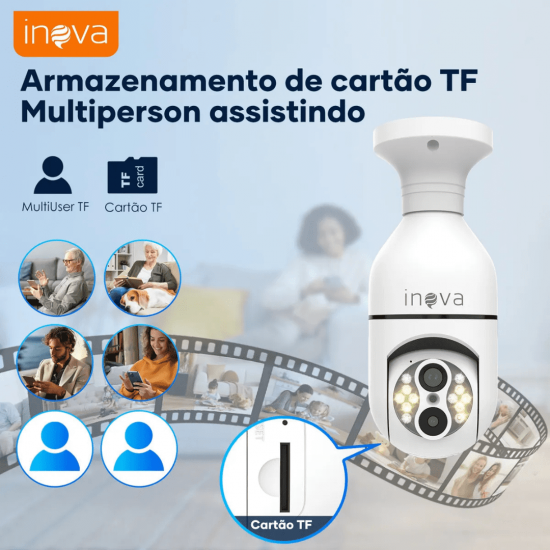 Câmera Segurança Wifi Ip Sem Fio 360 Lâmpada Bocal Full Hd Câmeras Duplas, Tipo Lâmpada, Zoom De 10x