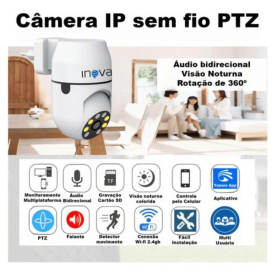 Câmera Tomada Hd Wifi Panorâmica Infravermelho Smart facilidade na instalação - Interna Plug tomada