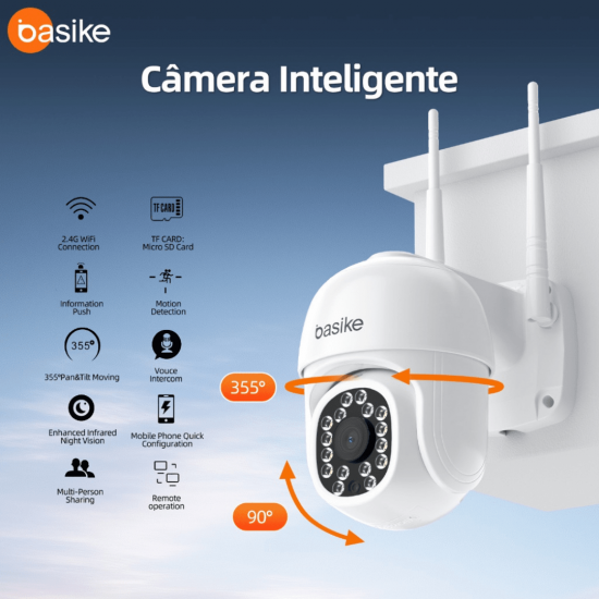 Câmera WIFI - IP66 à prova d'água com alarme IR 16 LED Wifi HD Dual Volt Motion Sensor YOOSEE - BASIKE