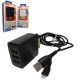 Carregador 5.1A 3 Portas USB C/ Cabo Lightning, v8 e/ou tipo-c - INOVA CAR-3250