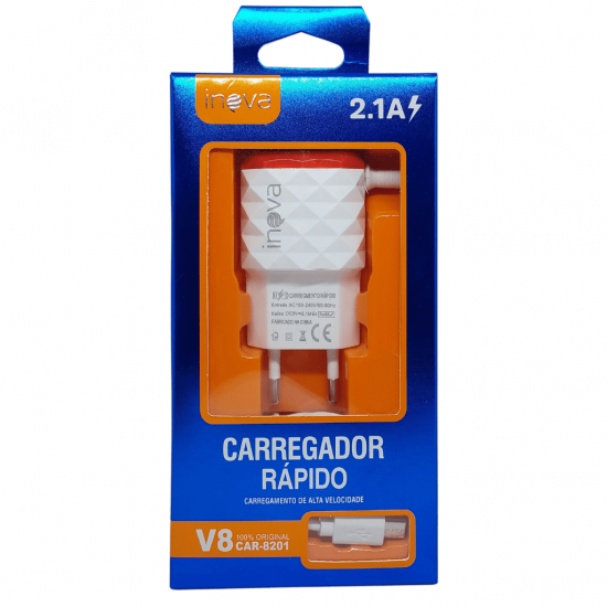 CARREGADOR CELULAR RAPIDO V8 2.1a INOVA 1 USB