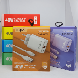Carregador Inova 40W Tipo-C CAR-3135C - Diversas Cores