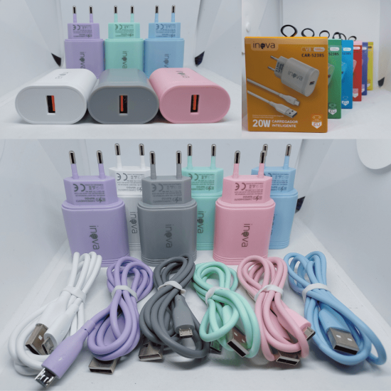 Carregador Inova Rápido 20w 3.0 V8 Usb Car-5238s MKL Original