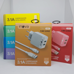 Carregador inteligente 3.1A Inova - car-5245c - Colorido